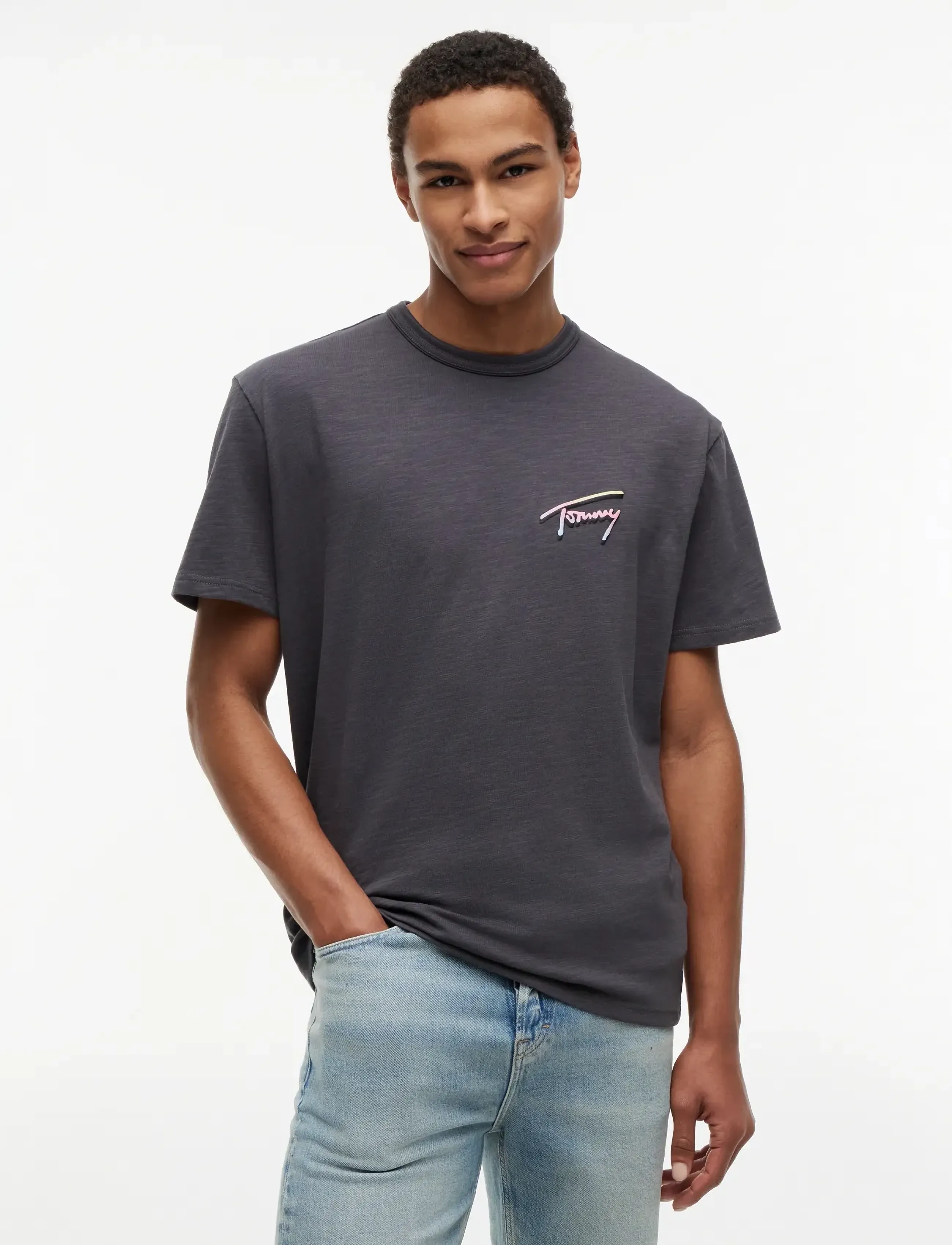 Tommy Jeans Tjm Rlx Novelty Ss Tee, L, Grey, T-Shirts > Kortærmede, Herre