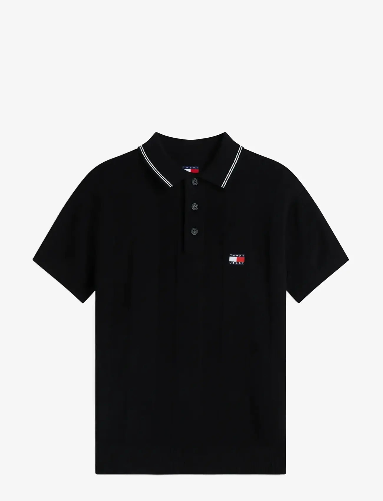 Tommy Jeans - TJM REG SS BADGE KNIT POLO EXT - polostrik - black - 1