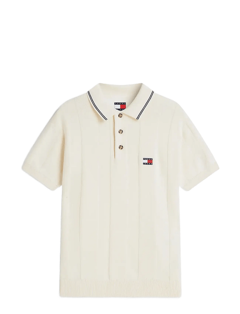 Tommy Jeans - TJM REG SS BADGE KNIT POLO EXT - knitted polos - calico - 1