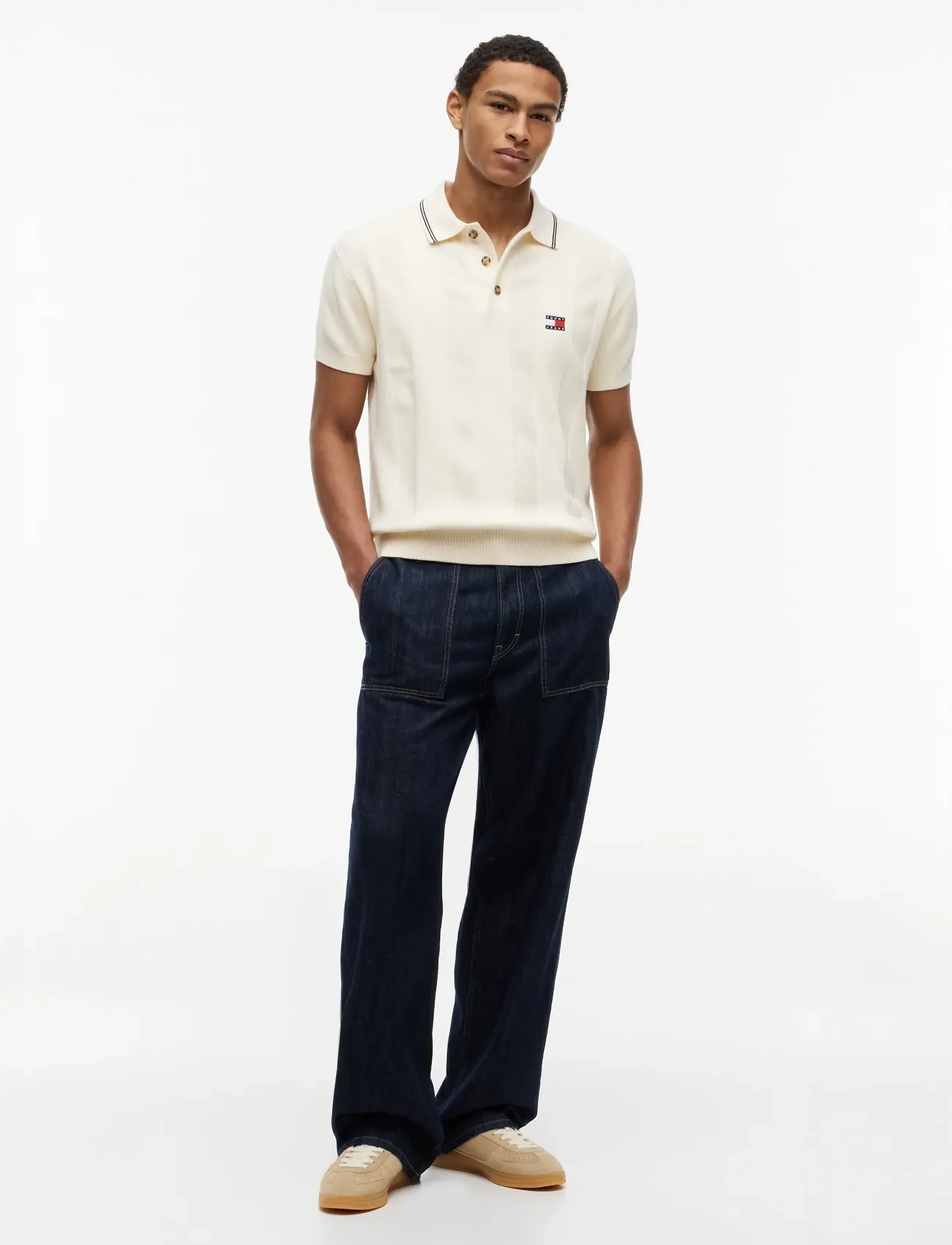 Tommy Jeans - TJM REG SS BADGE KNIT POLO EXT - polostrik - calico - 4