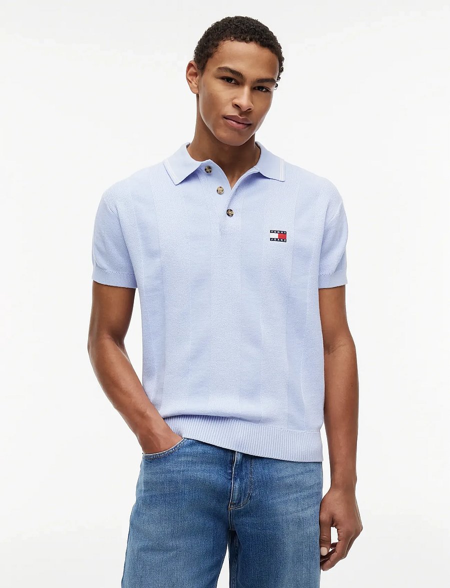Tommy Jeans - TJM REG SS BADGE KNIT POLO EXT - polostrik - moonlight iris - 0