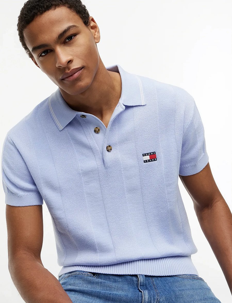 Tommy Jeans - TJM REG SS BADGE KNIT POLO EXT - polostrik - moonlight iris - 3