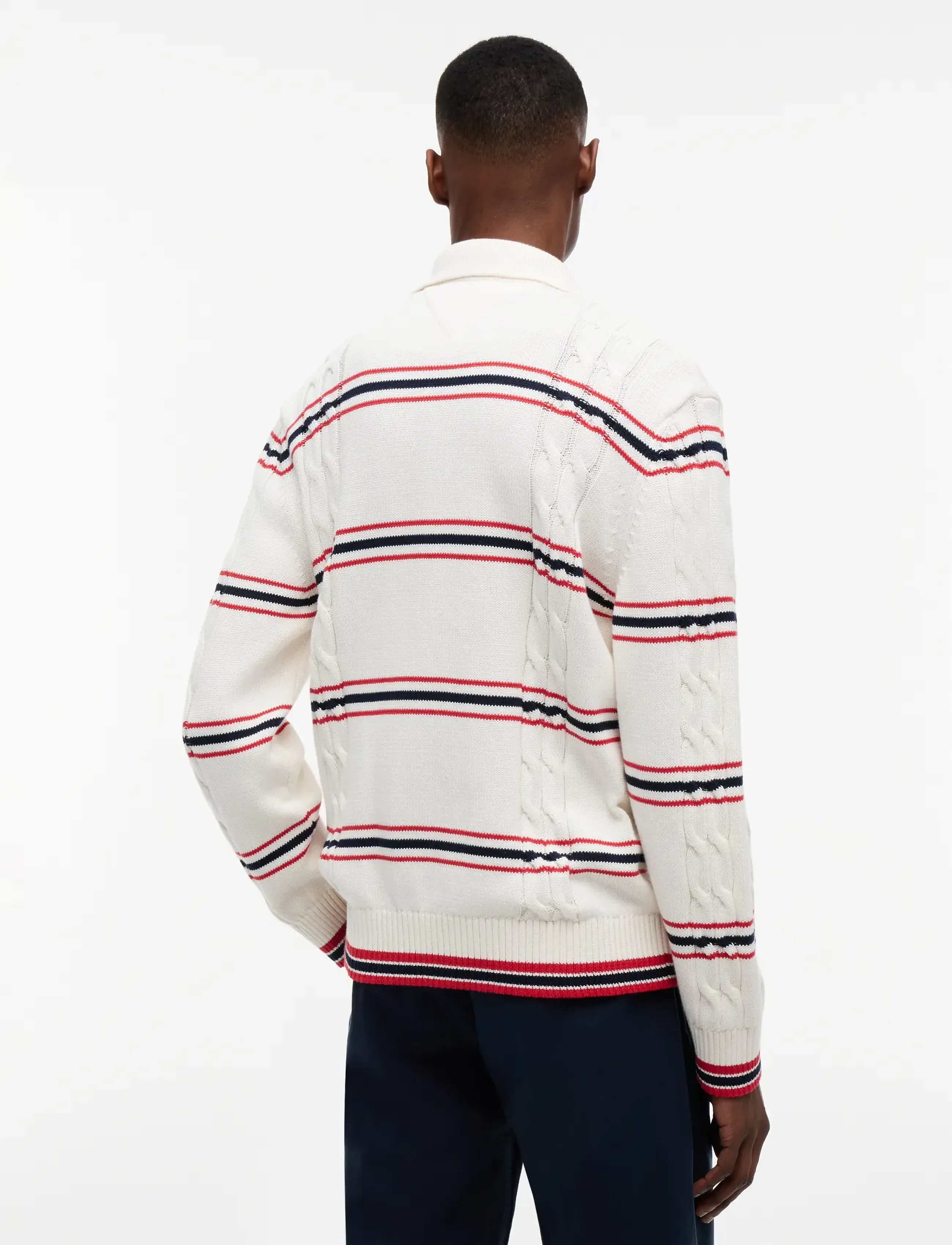 Tommy Jeans - TJM REG STRIPE CABLE KNIT POLO - ancient white - 4