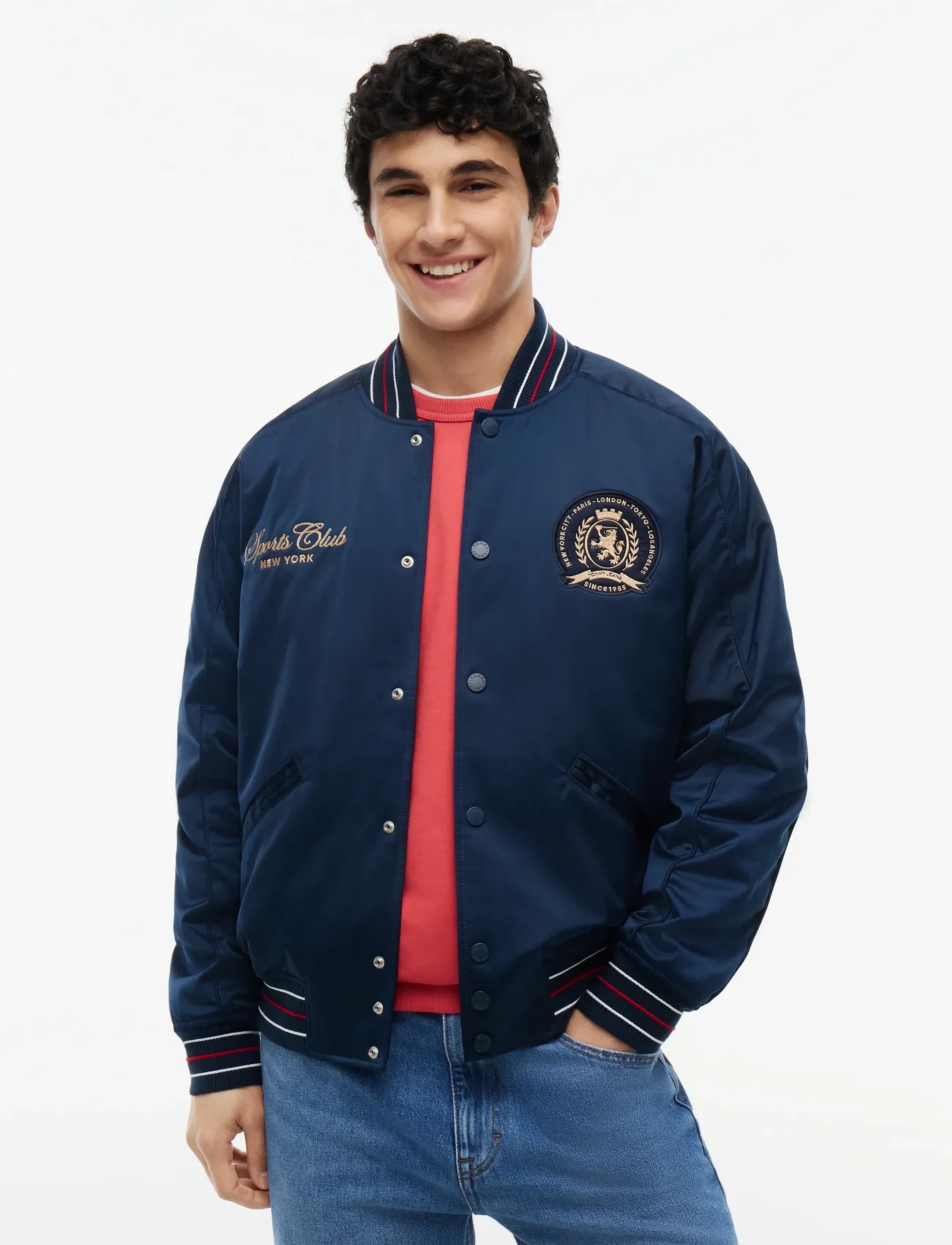 Tommy Jeans Tjm Souvenir Bomber Jacket, Mænd, Souvenir Bomberjakke, Navy, Str: XL
