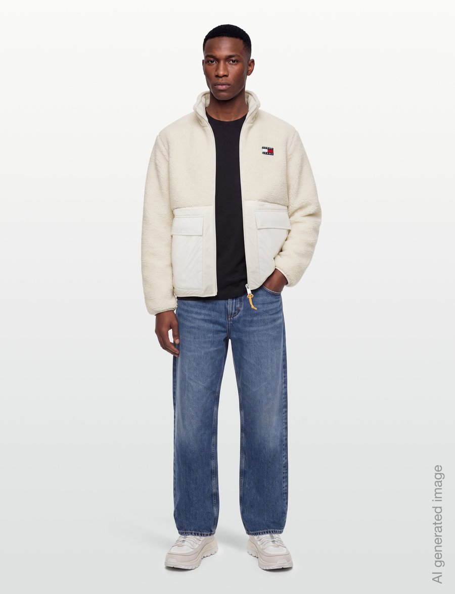 Tommy Jeans - TJM ESSENTIAL MIX TEDDY JACKET - forårsjakker - cream - 0