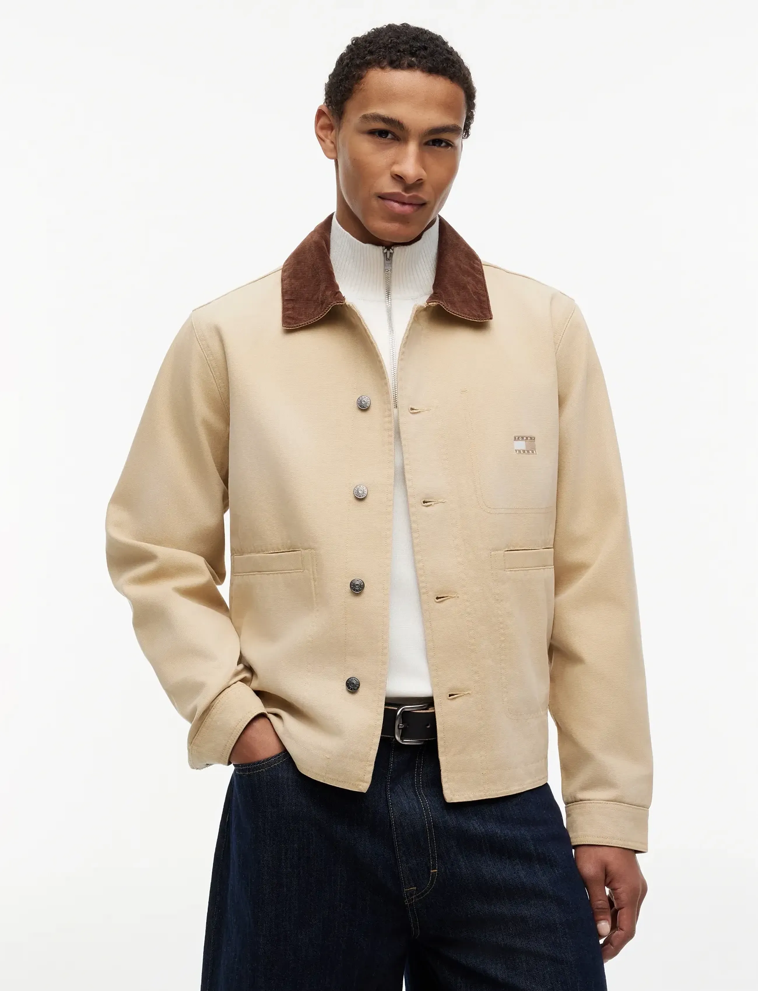 Tommy Jeans Tjm Reg Chore Jacket, L, Jackets, Beige - Light Männerswear
