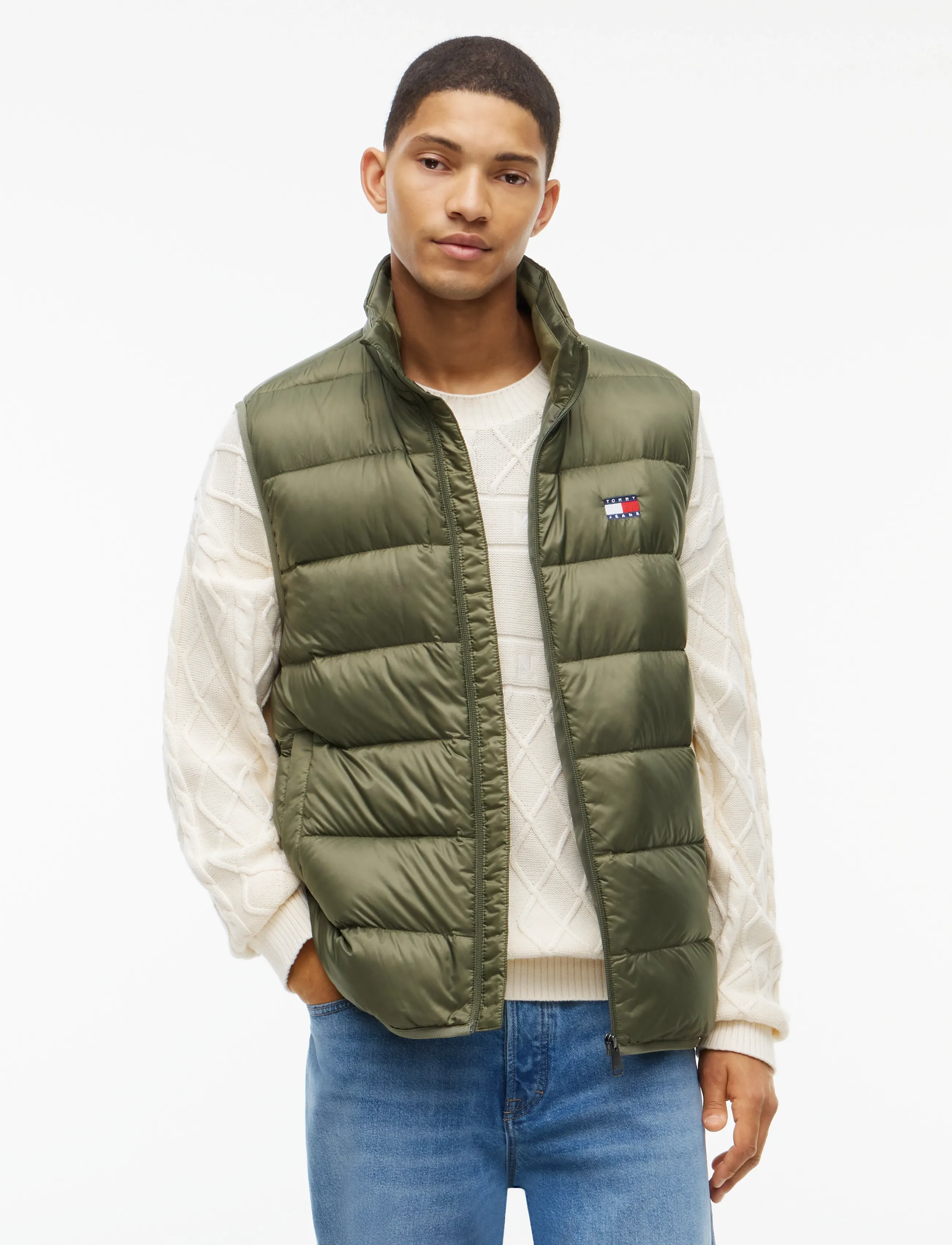 Tommy Jeans TJM LIGHT DOWN PACKABLE VEST - Vestid - ROCKY MOUNTAIN / khaki/green