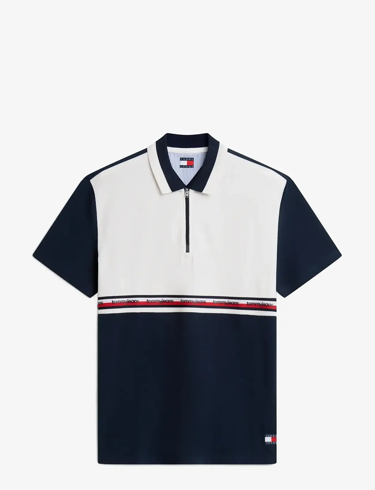 Tommy Jeans - TJM RLX TAPE ZIP POLO - polo marškinėliai trumpomis rankovėmis - ancient white colorblock - 1