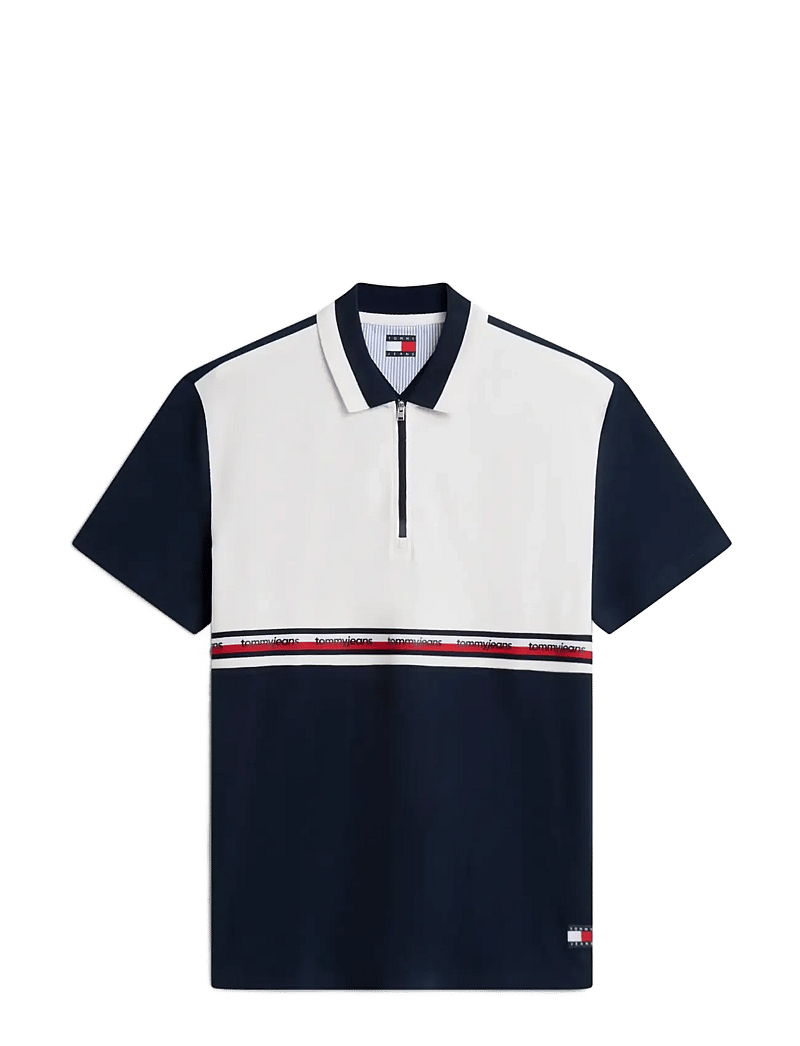 Tommy Jeans - TJM RLX TAPE ZIP POLO - polo marškinėliai trumpomis rankovėmis - ancient white colorblock - 1