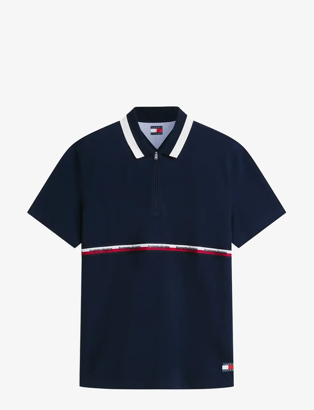 Tommy Jeans - TJM RLX TAPE ZIP POLO - kortærmede poloer - dark night navy - 1