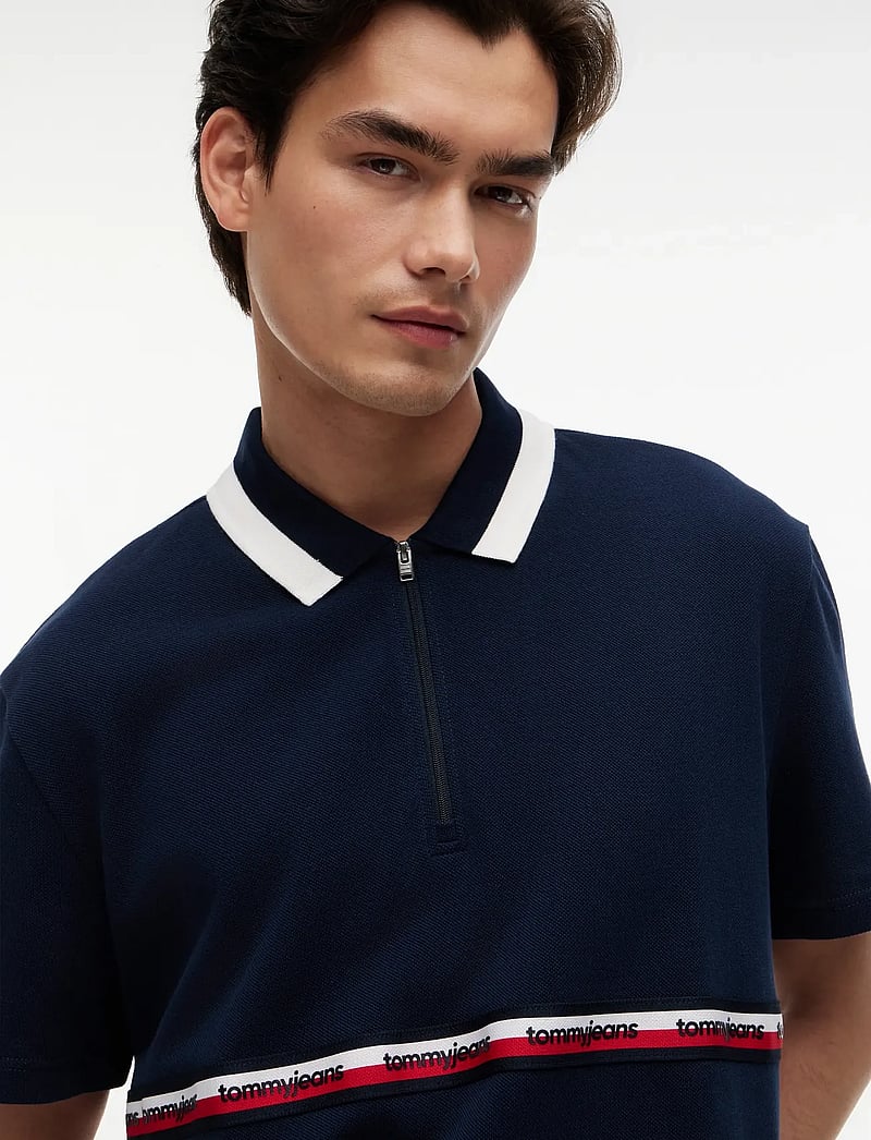 Tommy Jeans - TJM RLX TAPE ZIP POLO - kortærmede poloer - dark night navy - 3