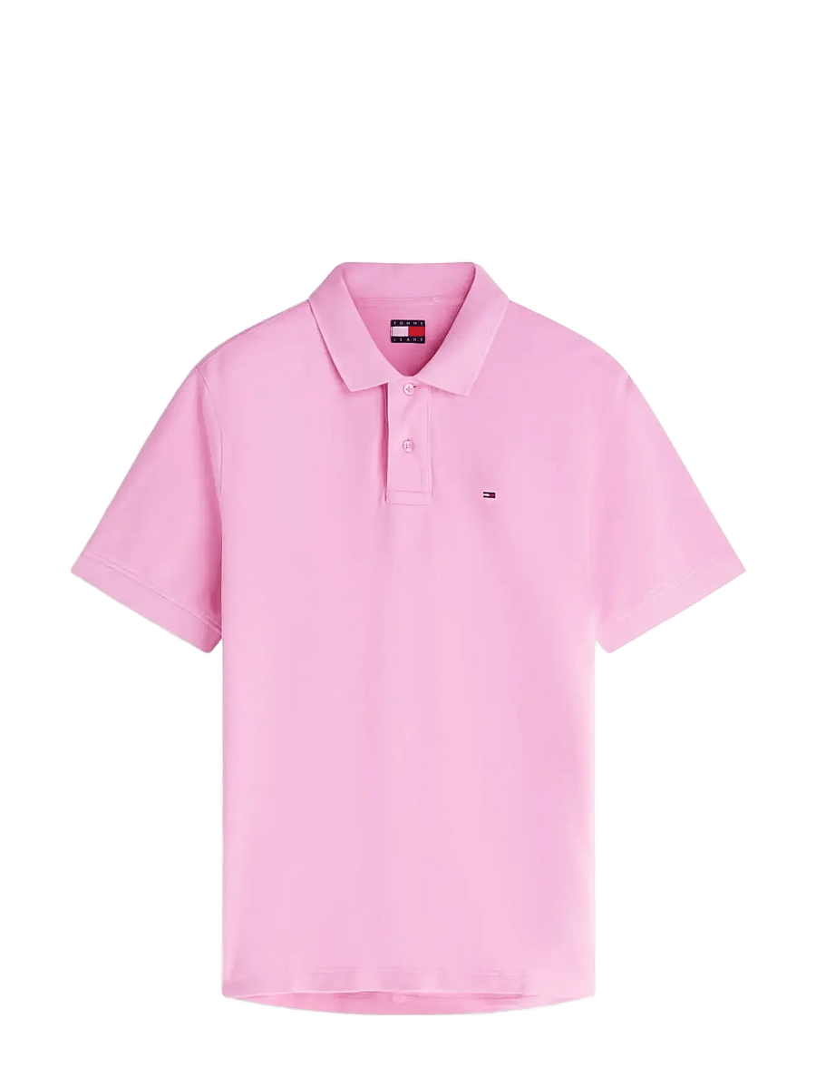 Tommy Jeans - TJM REG CLASSIC FLAG WASHED POLO - kortärmade pikéer - pink daisy - 1