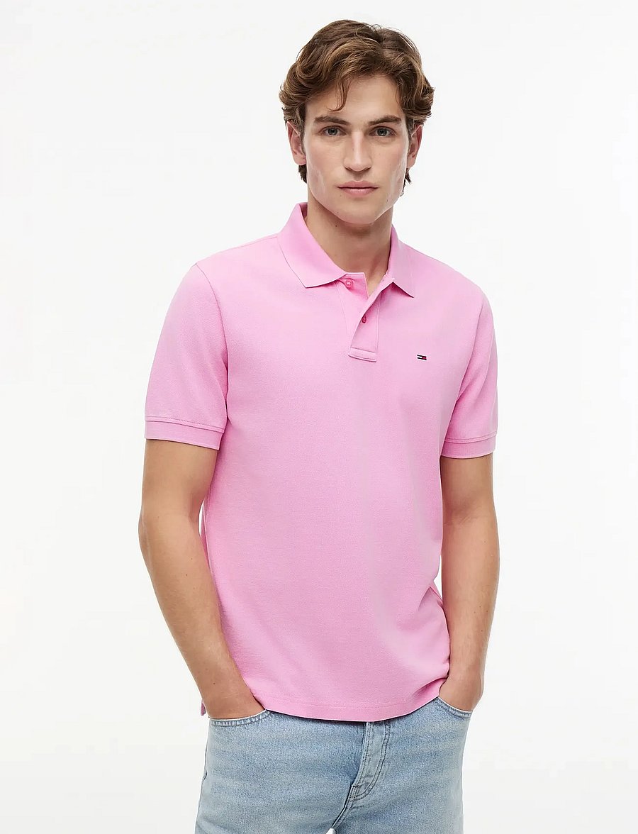 Tommy Jeans - TJM REG CLASSIC FLAG WASHED POLO - kortärmade pikéer - pink daisy - 0