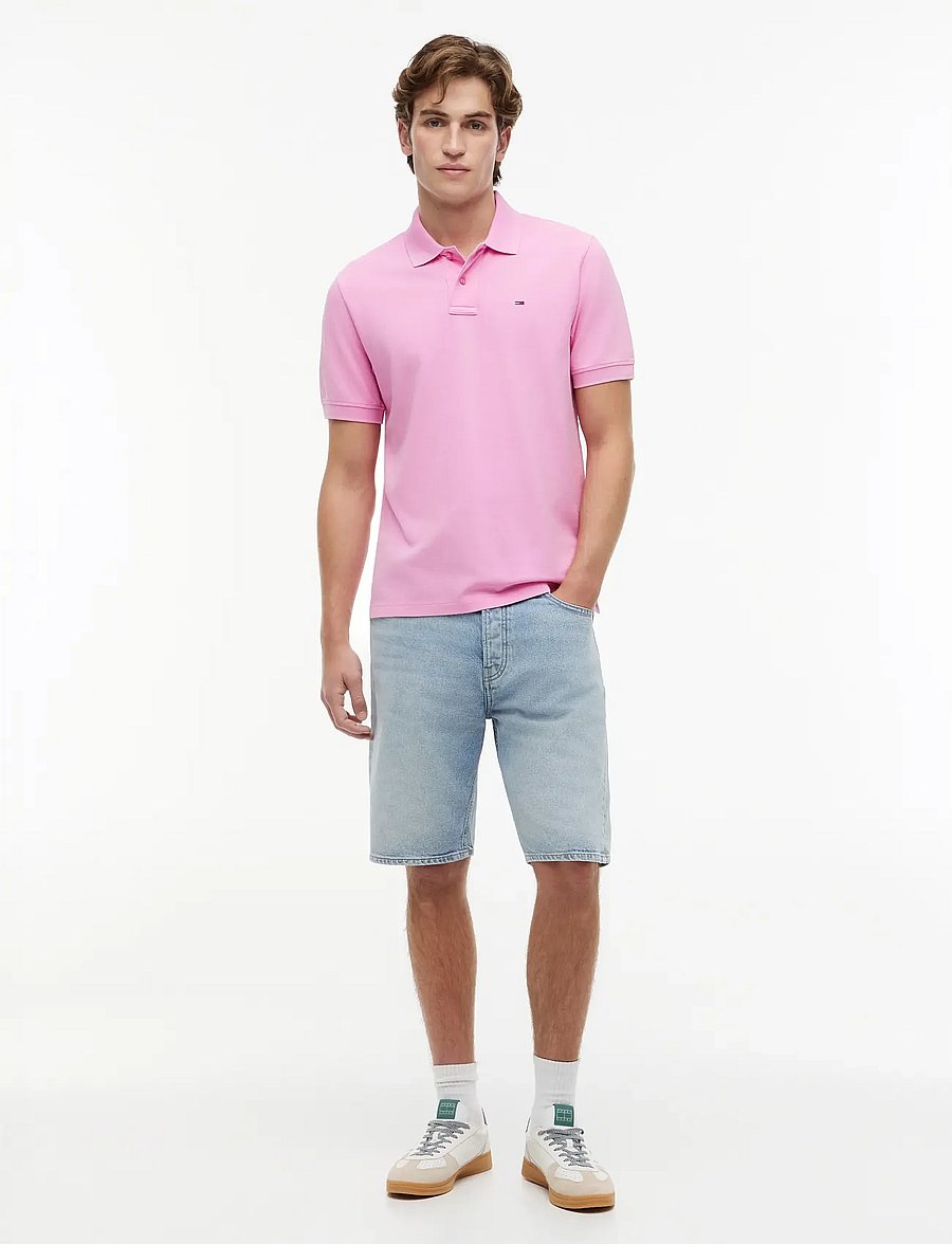 Tommy Jeans - TJM REG CLASSIC FLAG WASHED POLO - kortärmade pikéer - pink daisy - 4