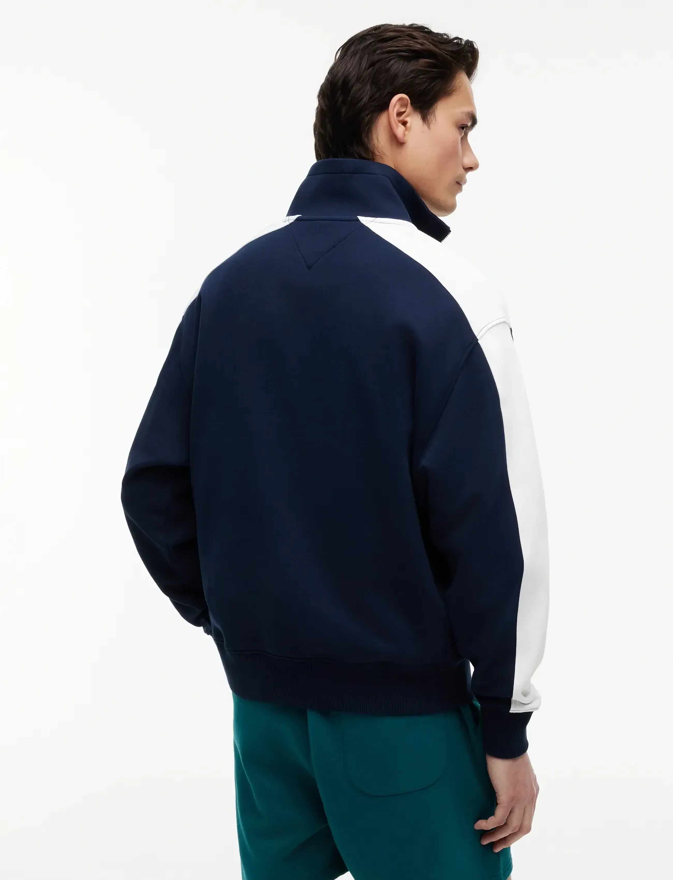 Sweatshirt 'Colour-blocked Quarter-zip Relaxed' mörkblå / röd 3