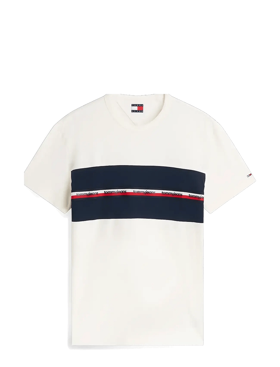 Tommy Jeans - TJM REG TAPE TEE - kurzärmelig - ancient white - 1