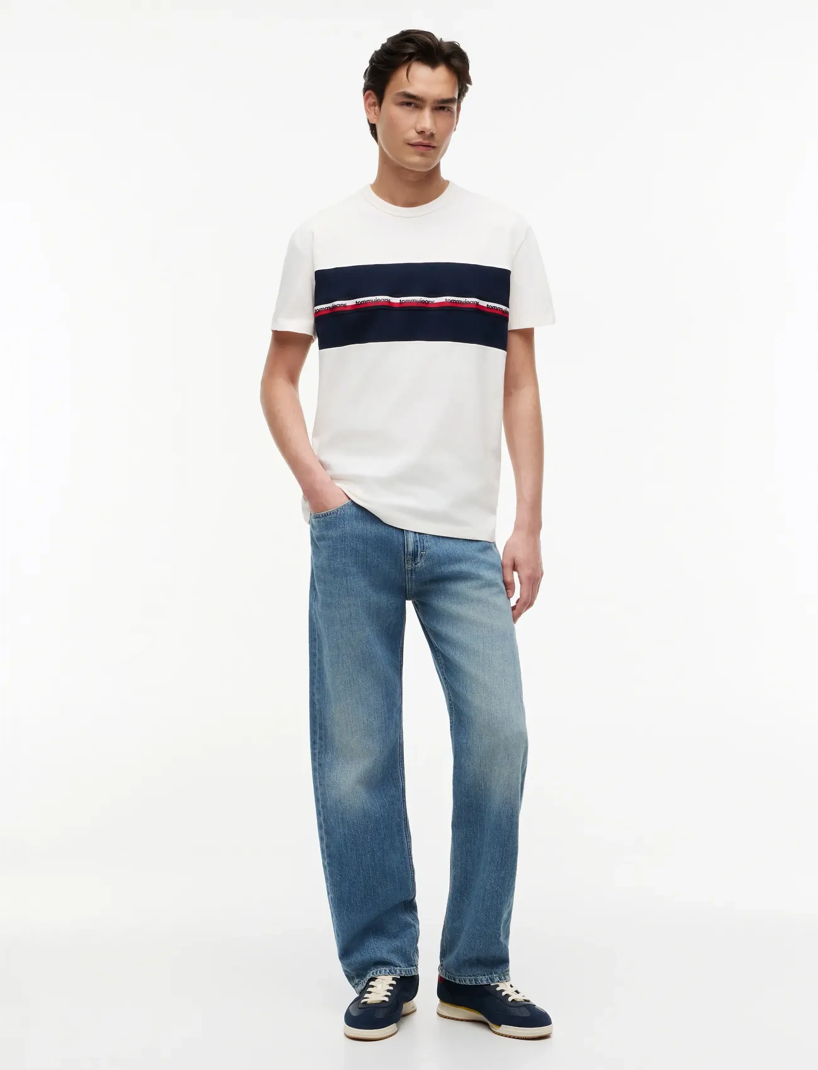 Tommy Jeans - TJM REG TAPE TEE - short-sleeved t-shirts - ancient white - 5