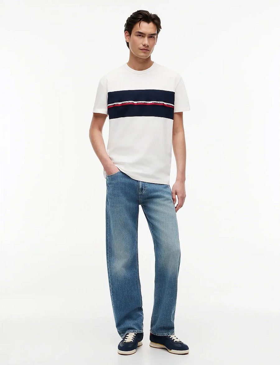 Tommy Jeans - TJM REG TAPE TEE - kurzärmelig - ancient white - 5
