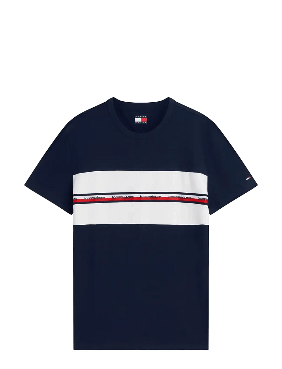 Tommy Jeans - TJM REG TAPE TEE - kurzärmelig - dark night navy - 1