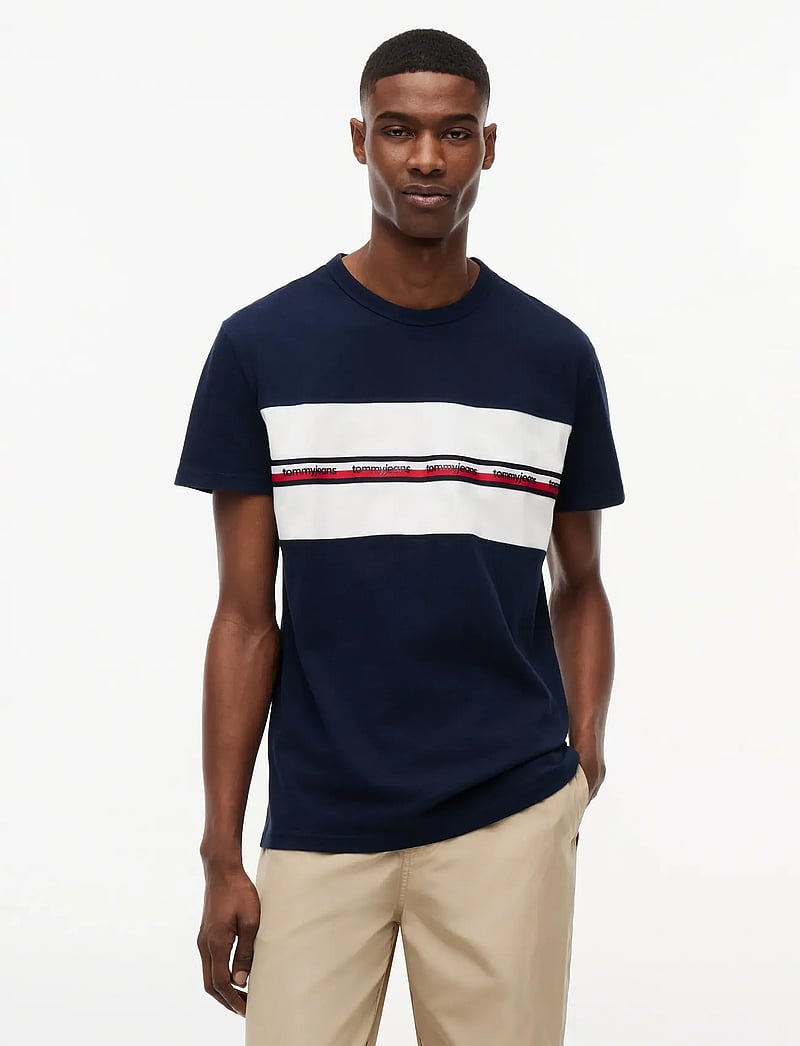 Tommy Jeans - TJM REG TAPE TEE - kurzärmelig - dark night navy - 0