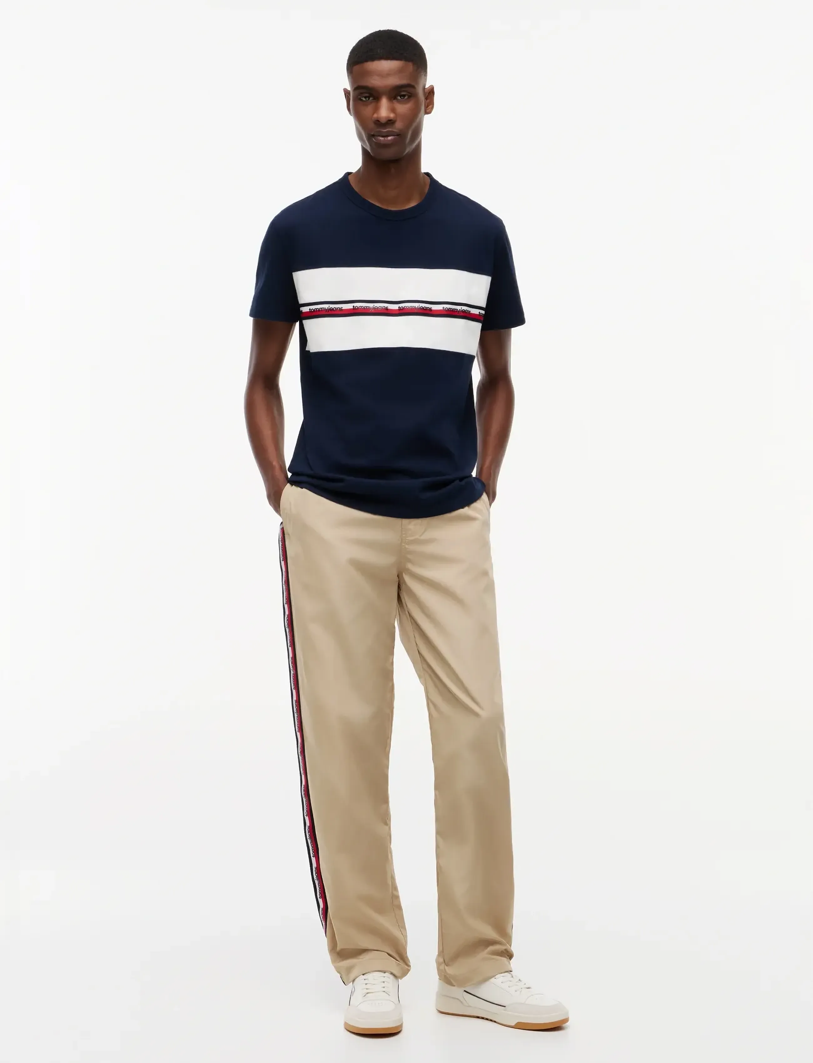 Tommy Jeans - TJM REG TAPE TEE - kurzärmelig - dark night navy - 4