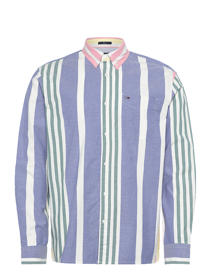 Tommy Jeans - TJM OXFORD FUN STRIPE SHIRT EXT - stripete skjorter - ecru stripe - 0