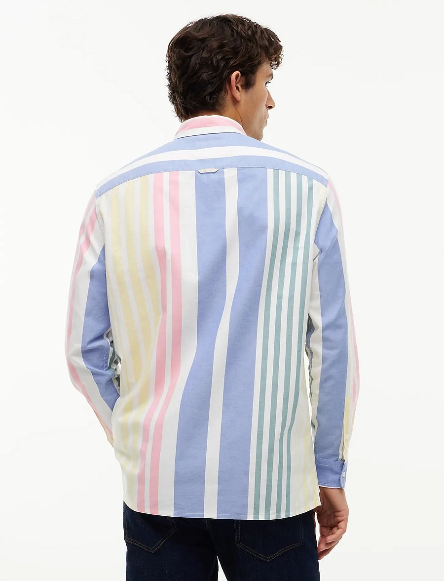 Tommy Jeans - TJM OXFORD FUN STRIPE SHIRT EXT - randiga skjortor - ecru stripe - 3