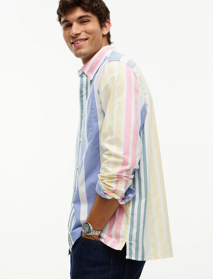Tommy Jeans - TJM OXFORD FUN STRIPE SHIRT EXT - randiga skjortor - ecru stripe - 4