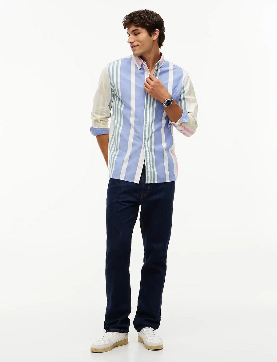 Tommy Jeans - TJM OXFORD FUN STRIPE SHIRT EXT - randiga skjortor - ecru stripe - 5
