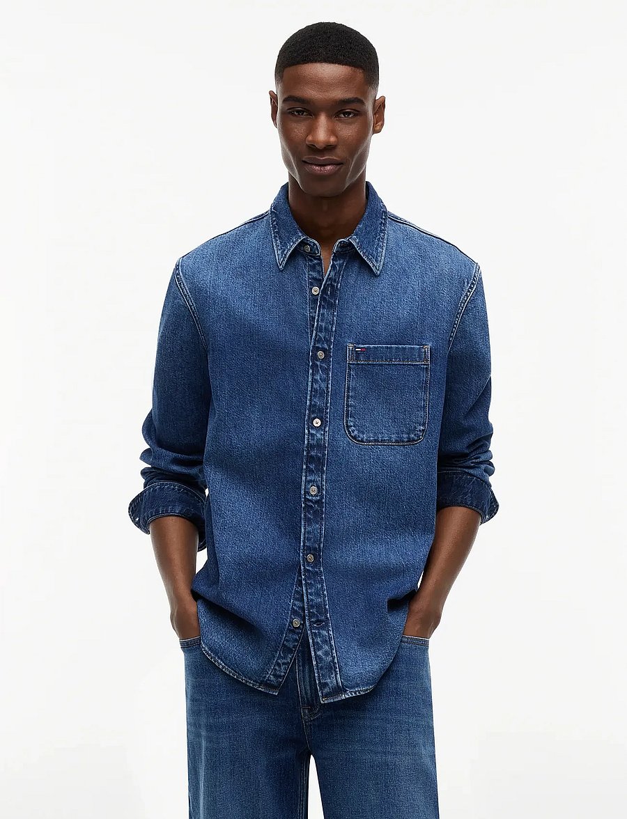 Tommy Jeans - REGULAR DENIM SHIRT EXT CJ8039 - teksasärgid - denim medium - 0