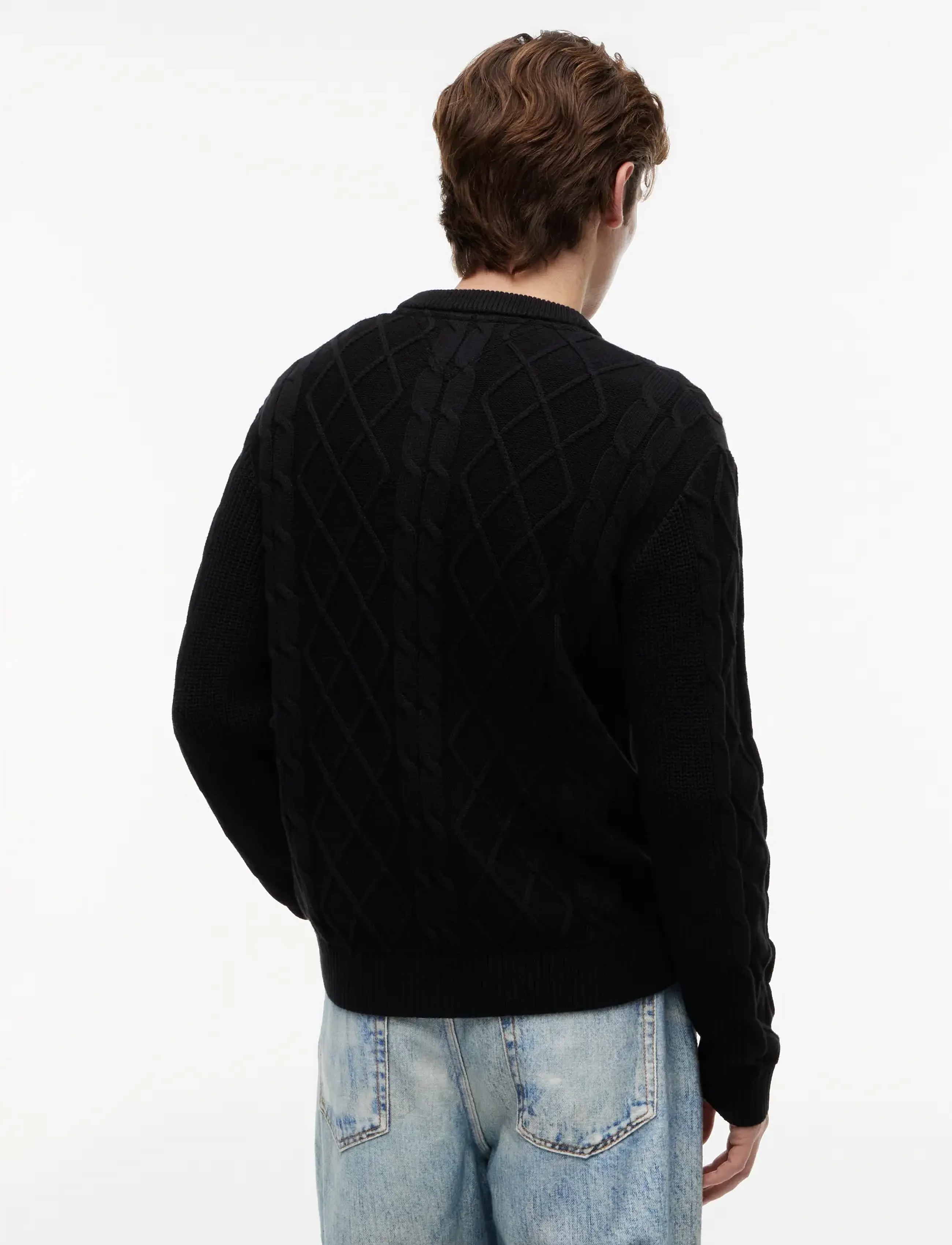 Tommy Jeans - TJM REG CLASSIC FLAG CABLE SWTR - round necks - black - 2