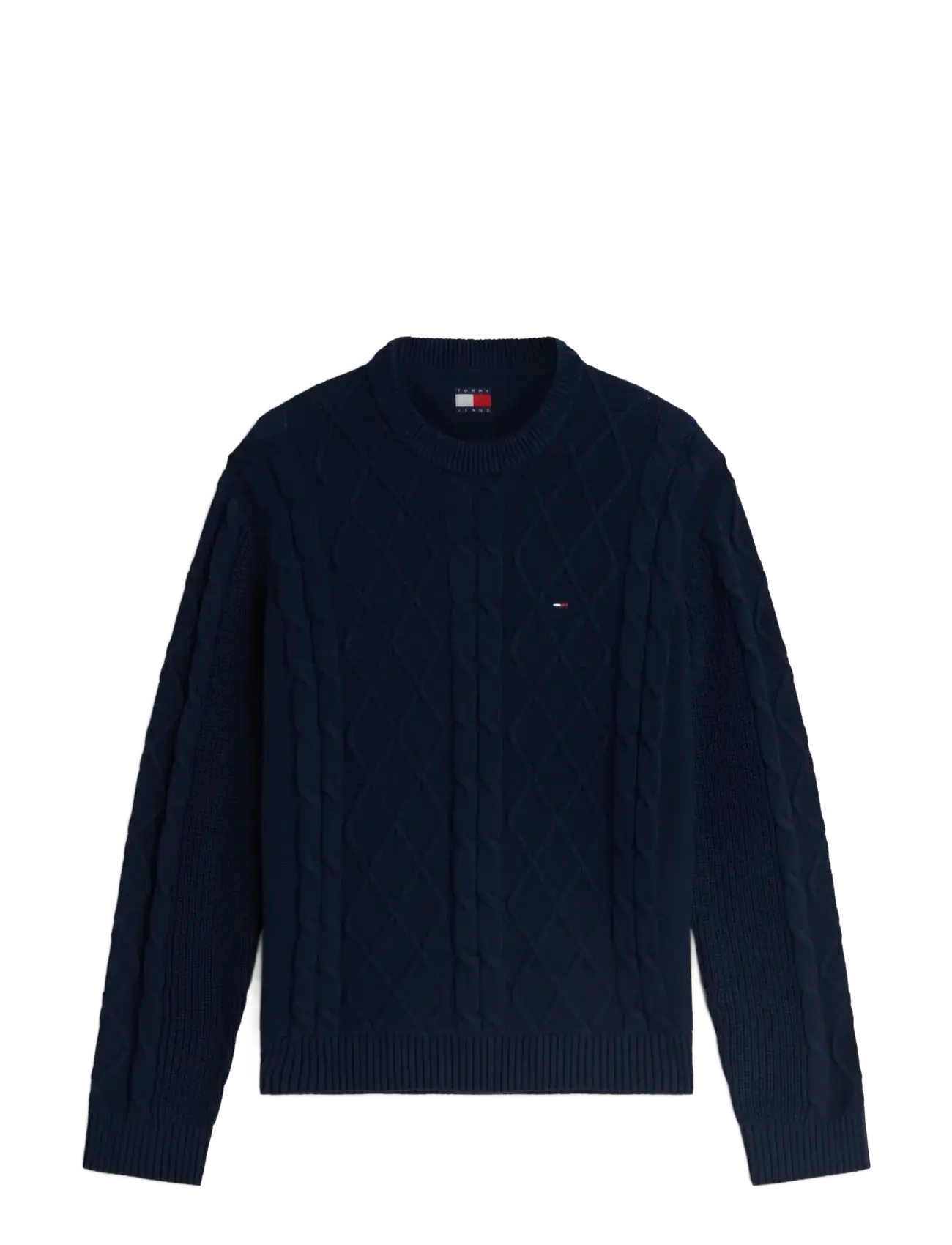 Tommy Jeans TJM REG CLASSIC FLAG CABLE SWTR - Tøj - DARK BLUE / navy