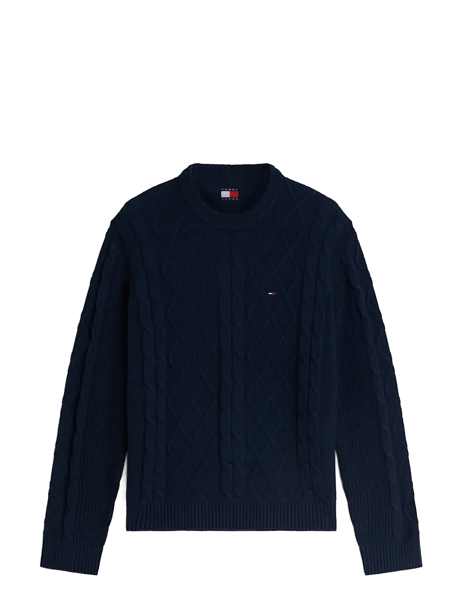 Tommy Jeans - TJM REG CABLE KNIT SWEATER - round necks - dark blue - 1