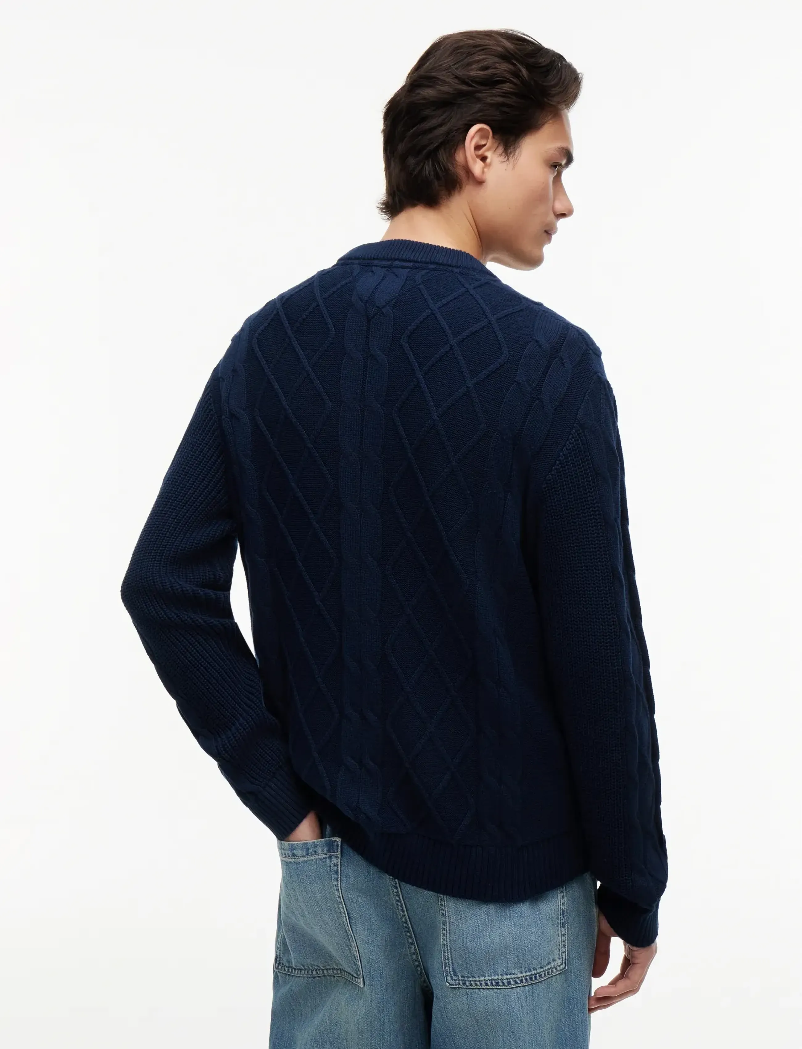 Tommy Jeans - TJM REG CLASSIC FLAG CABLE SWTR - round necks - dark blue - 2