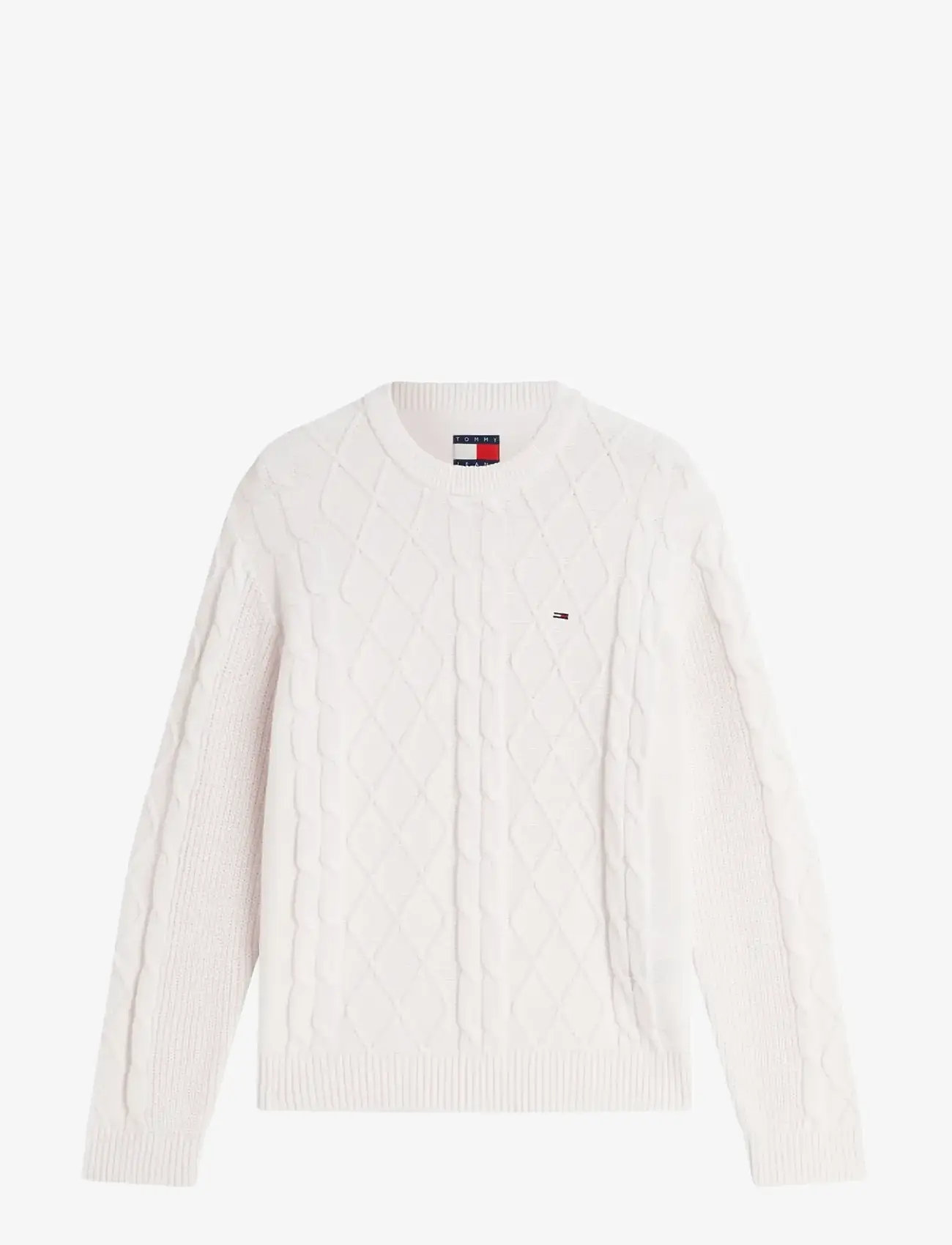Tommy Jeans - TJM REG CLASSIC FLAG CABLE SWTR - rundhals - off white - 1