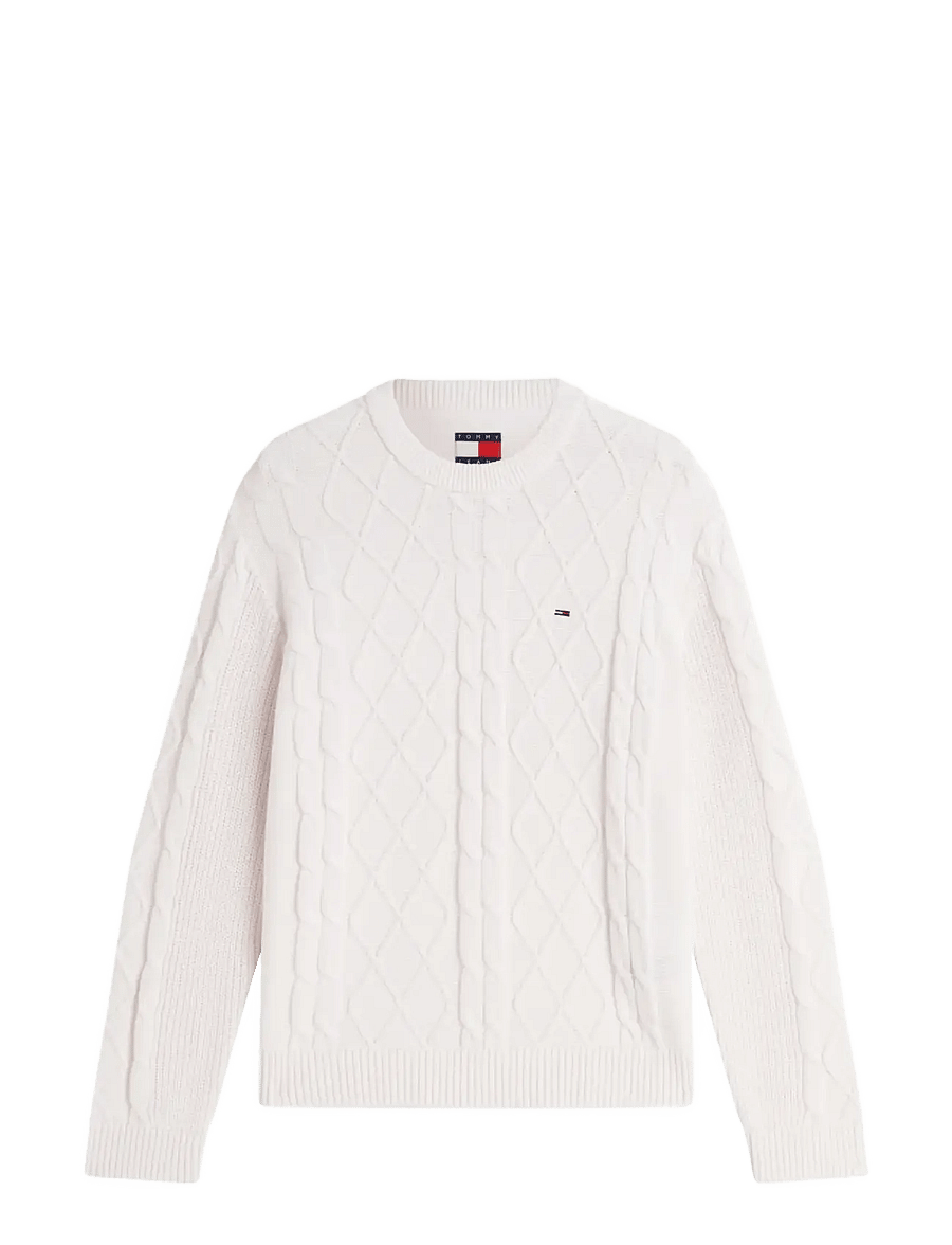 Tommy Jeans - TJM REG CABLE KNIT SWEATER - rund hals - off white - 1