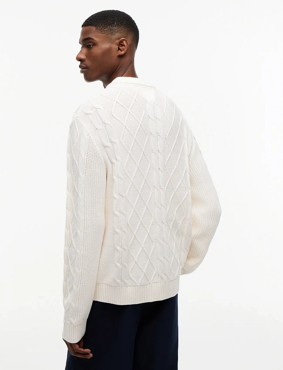 Tommy Jeans - TJM REG CABLE KNIT SWEATER - rund hals - off white - 2