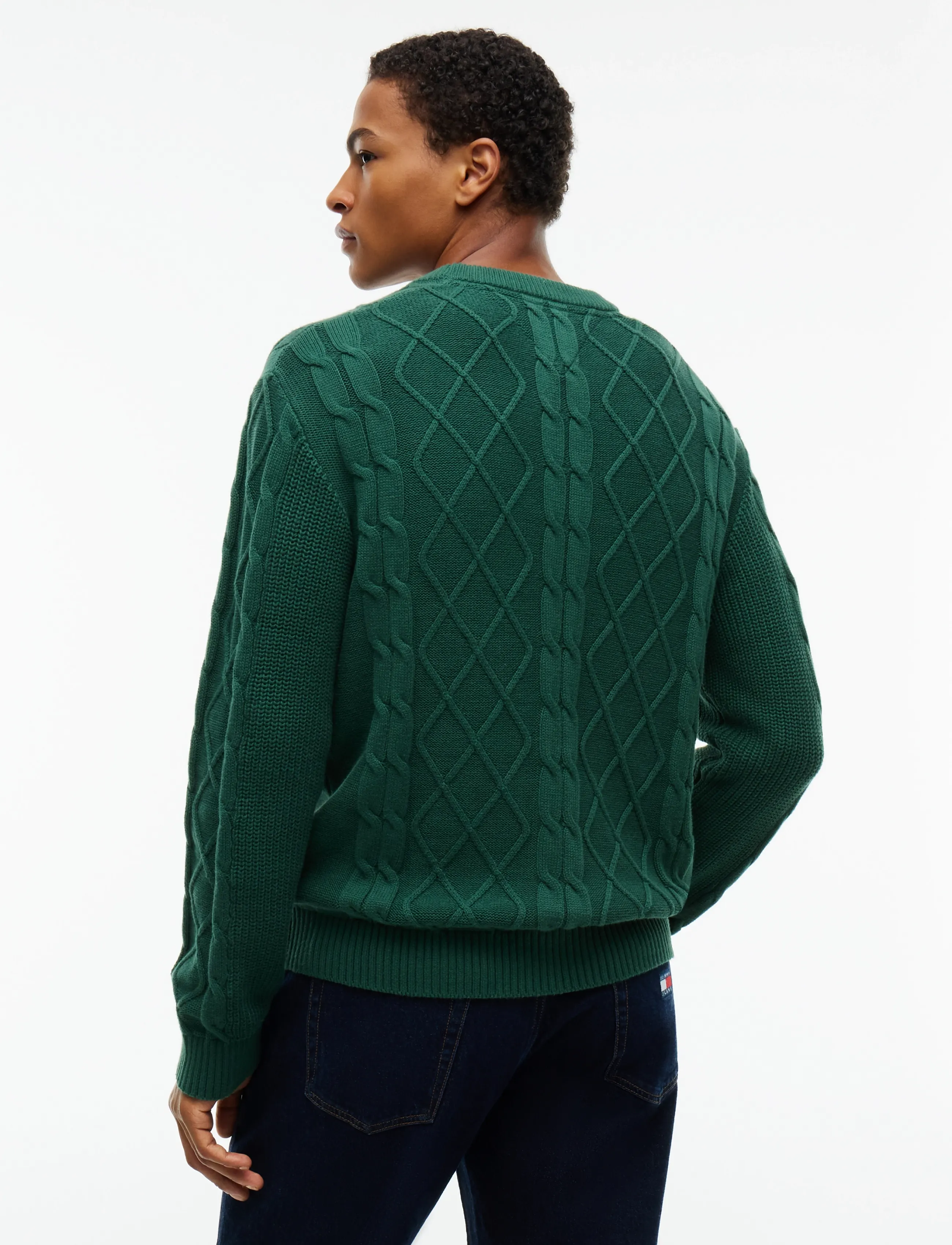 Tommy Jeans - TJM REG CABLE KNIT SWEATER - Ümara kaelusega - velvet green - 2
