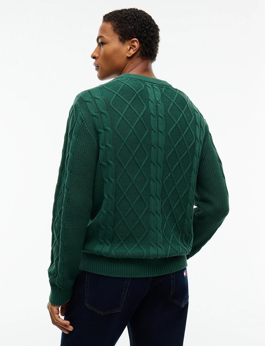 Tommy Jeans - TJM REG CABLE KNIT SWEATER - Ümara kaelusega - velvet green - 2