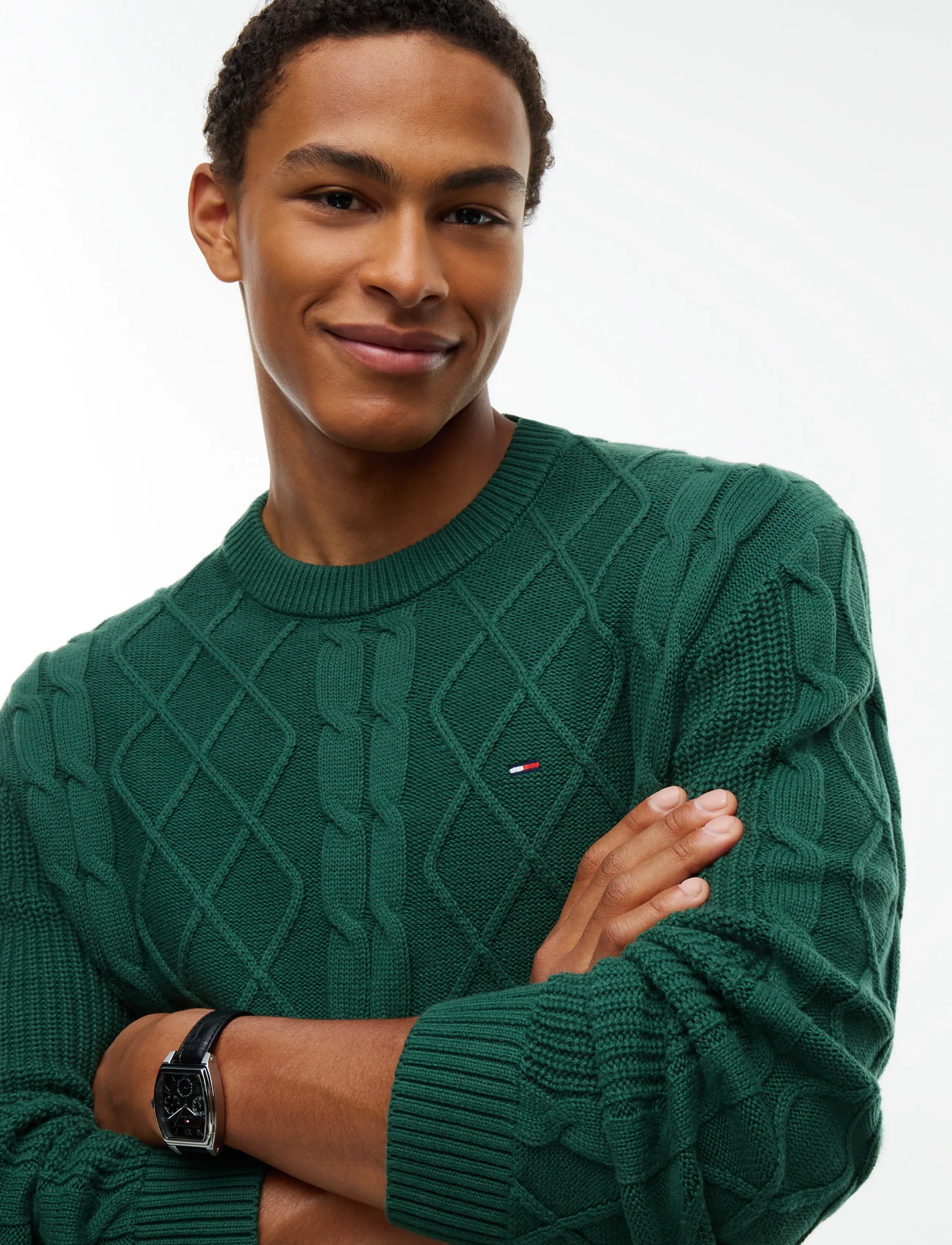 Tommy Jeans - TJM REG CABLE KNIT SWEATER - Ümara kaelusega - velvet green - 3