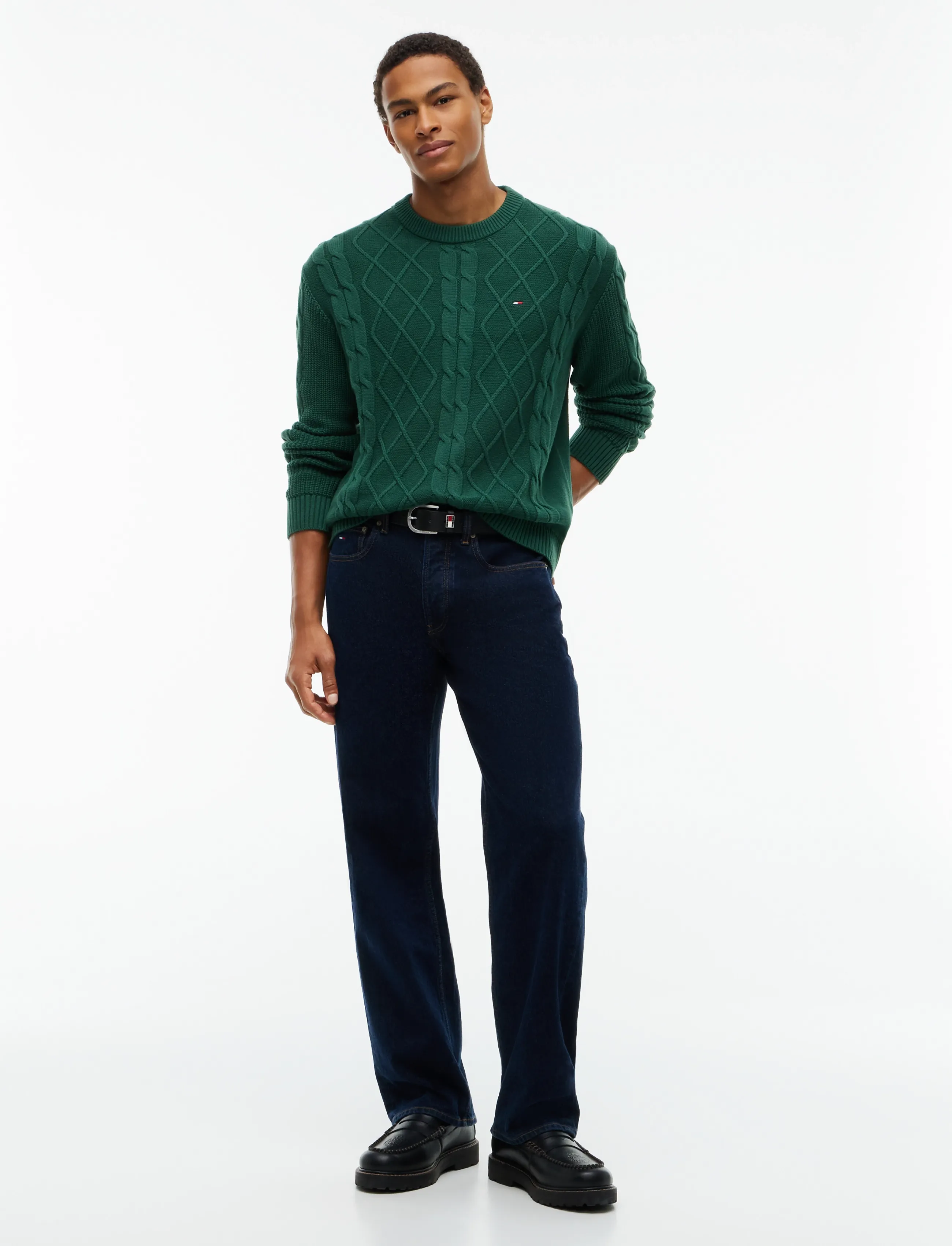 Tommy Jeans - TJM REG CABLE KNIT SWEATER - Ümara kaelusega - velvet green - 4