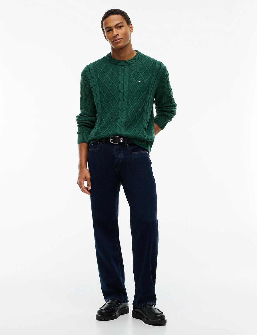 Tommy Jeans - TJM REG CABLE KNIT SWEATER - Ümara kaelusega - velvet green - 4