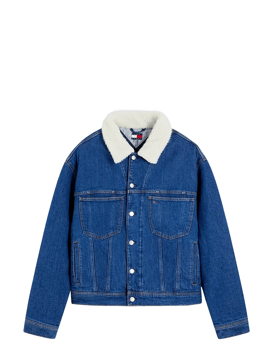 Tommy Jeans - ARCHIVE TEDDY TRUCKER EXT AI4159 - voodriga teksatagid - denim blue black - 1