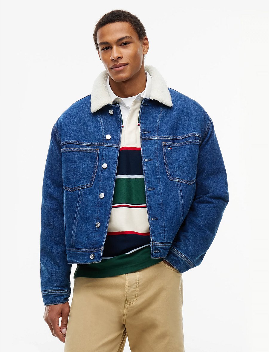Tommy Jeans - ARCHIVE TEDDY TRUCKER EXT AI4159 - voodriga teksatagid - denim blue black - 0