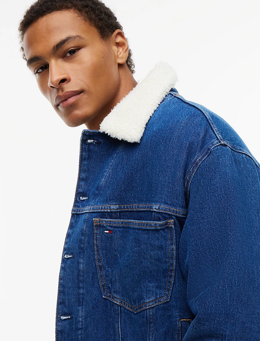 Tommy Jeans - ARCHIVE TEDDY TRUCKER EXT AI4159 - voodriga teksatagid - denim blue black - 3