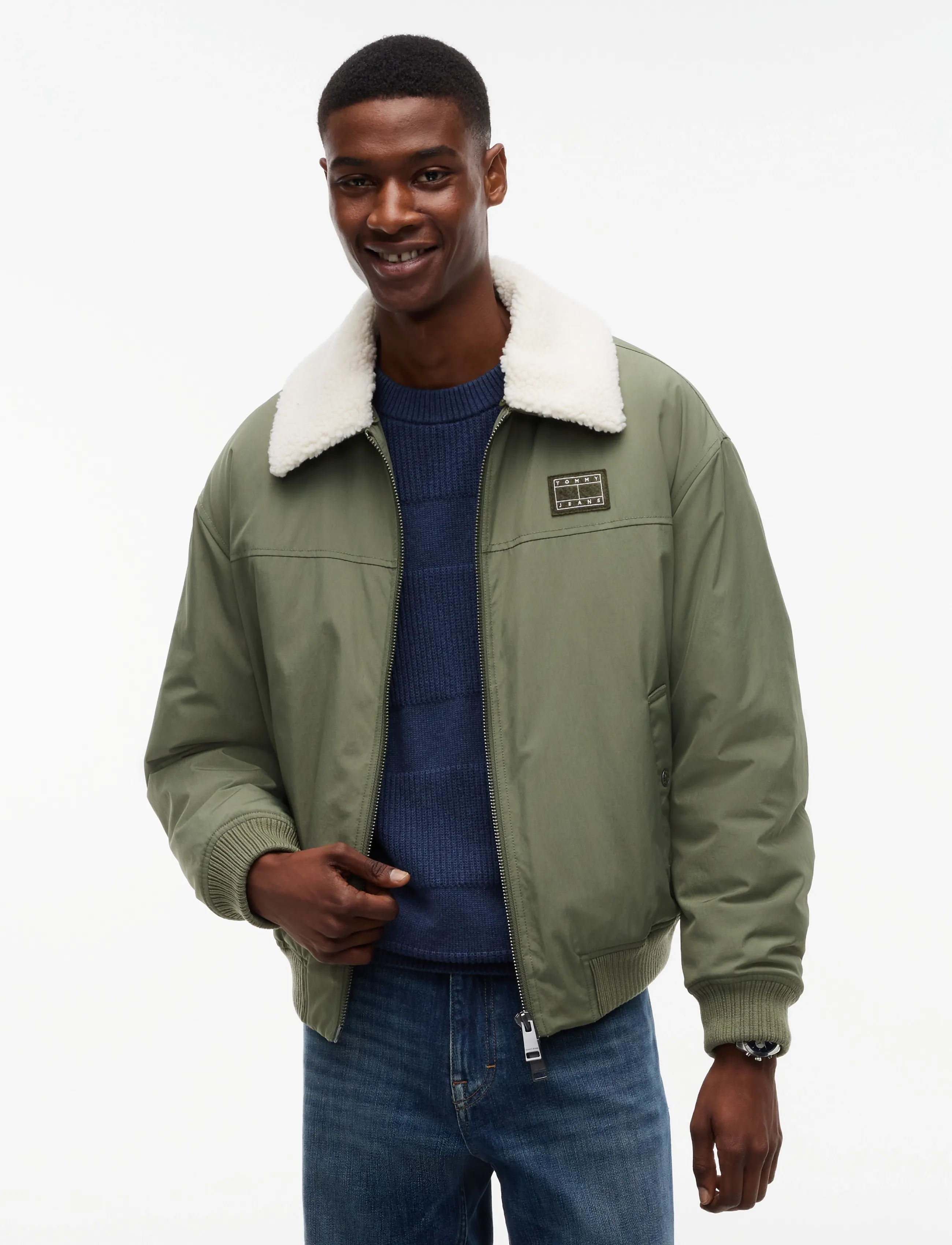 Tommy Jeans TJM FLAG AVIATOR JACKET - Tøj - ROCKY MOUNTAIN / khaki/green