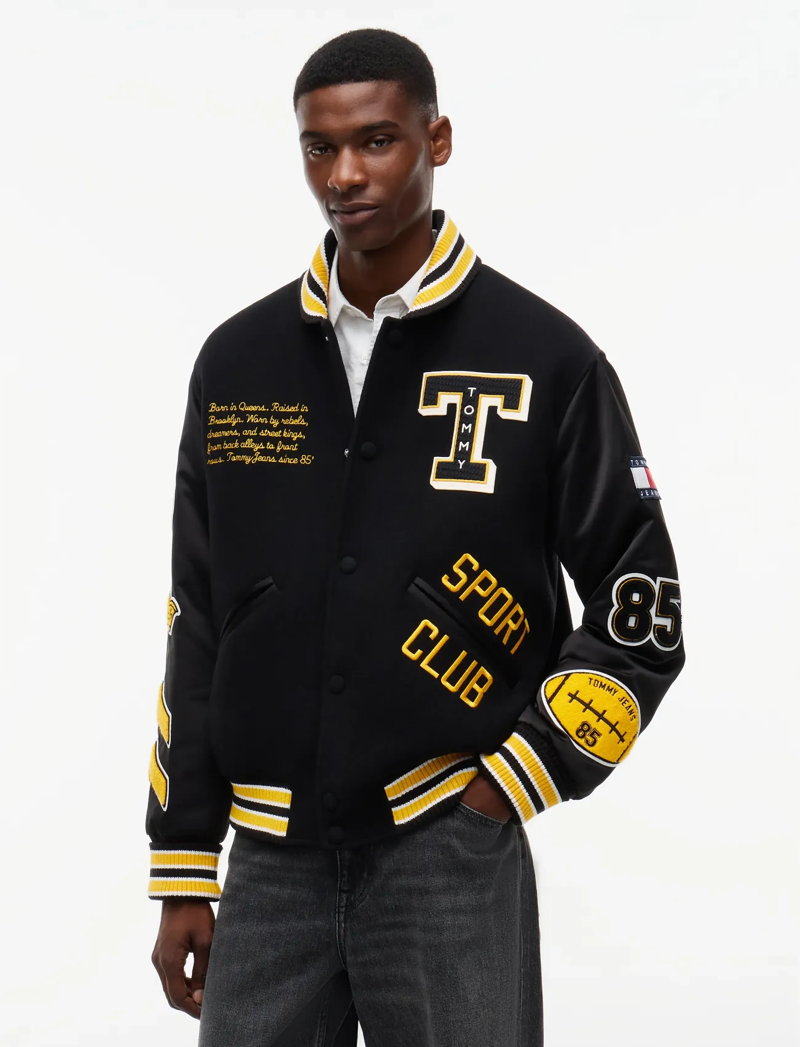 Tommy Jeans TJM LETTERMAN WOOL VARSITY JKT - Clothing - BLACK   MULTI / black