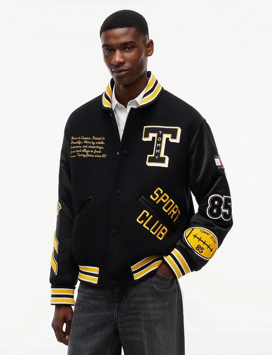 Tommy Jeans - TJM LETTERMAN WOOL VARSITY JKT - varsity-jacken - black multi - 0