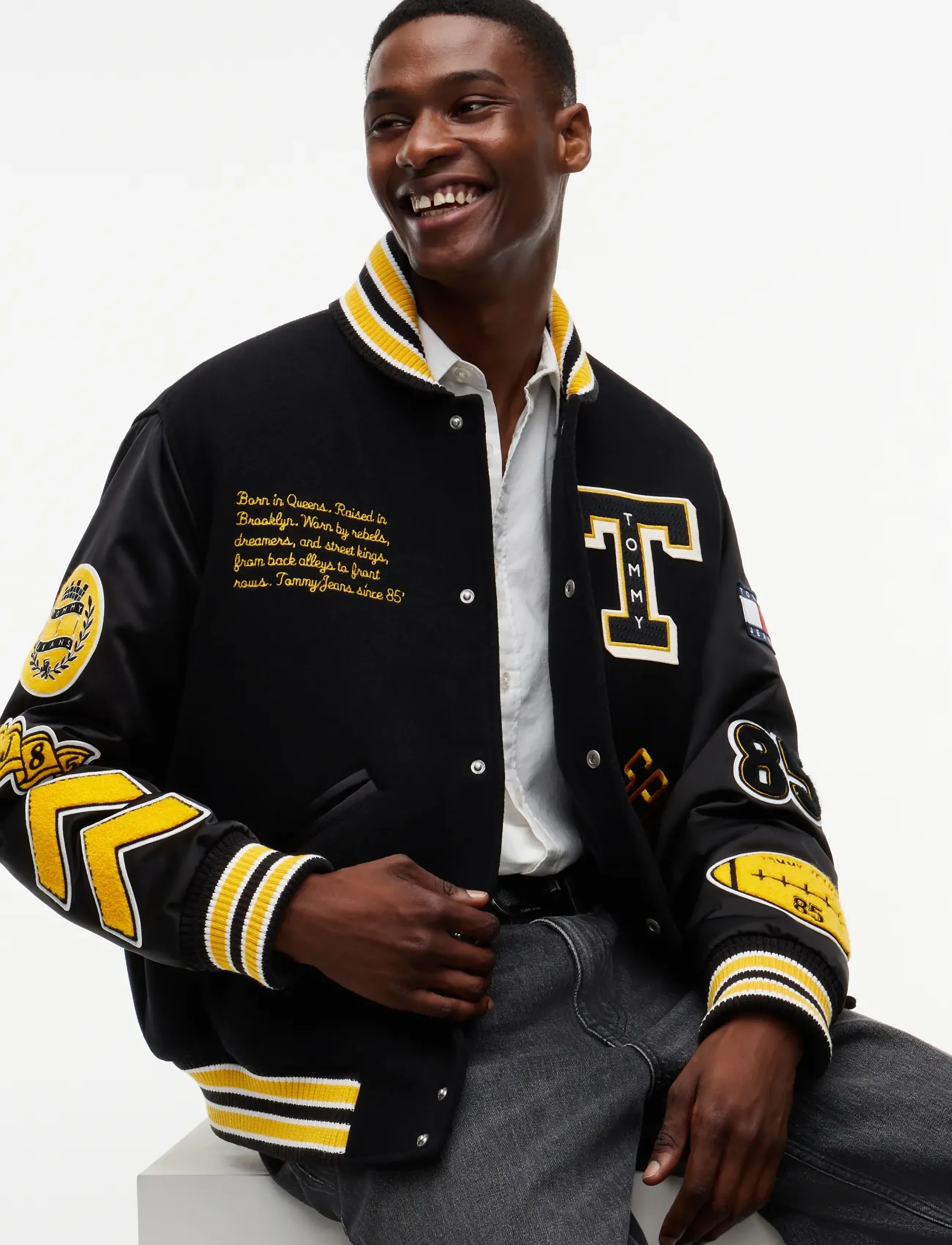 Tommy Jeans - TJM LETTERMAN WOOL VARSITY JKT - varsity-jacken - black   multi - 3