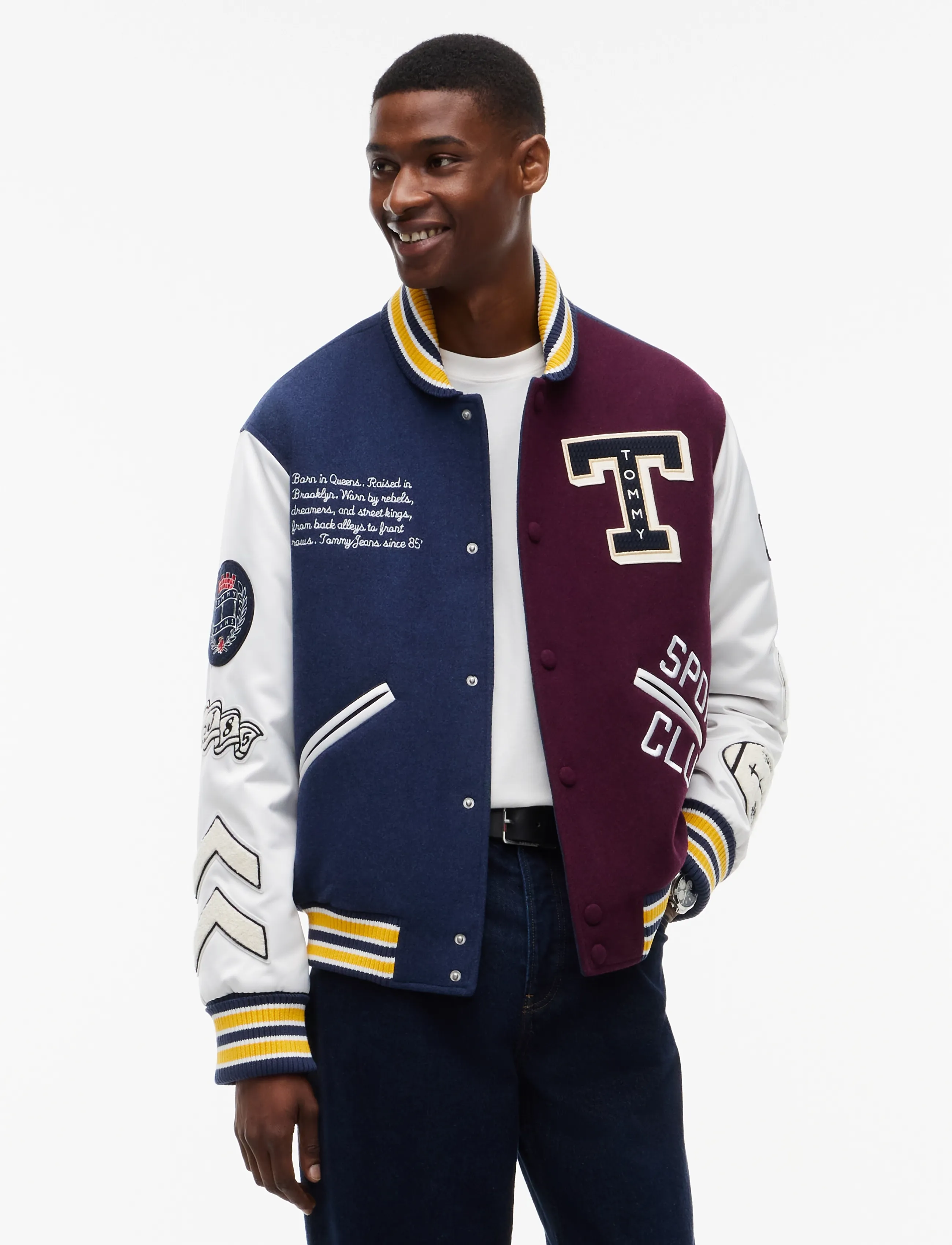 Tommy Jeans TJM LETTERMAN WOOL VARSITY JKT - Tøj - DARK BLUE   MULTI / navy
